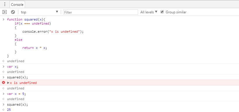 Log messages in the Console, DevTools